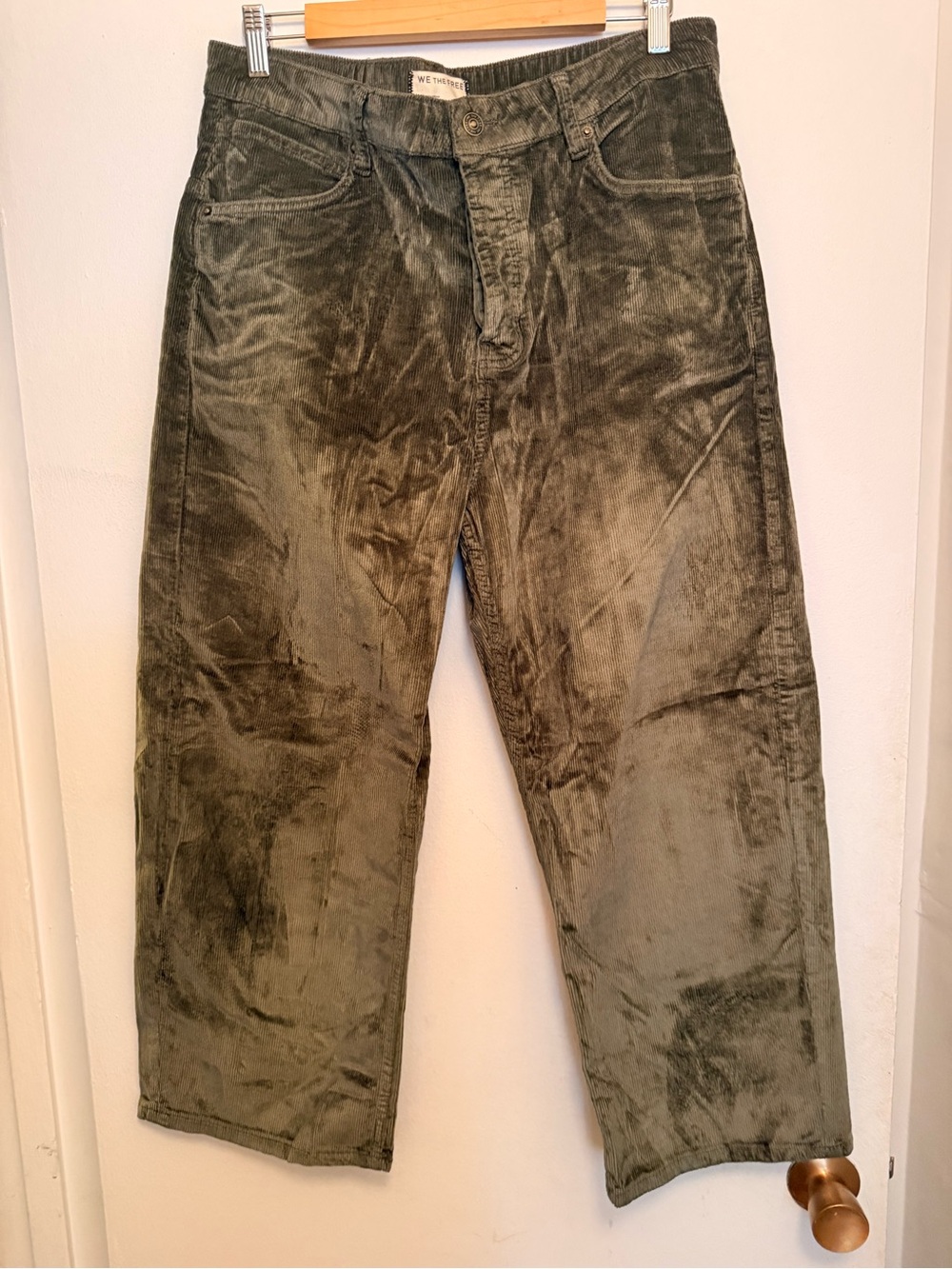 We The Free Olive Corduroy Straight-Leg Pants